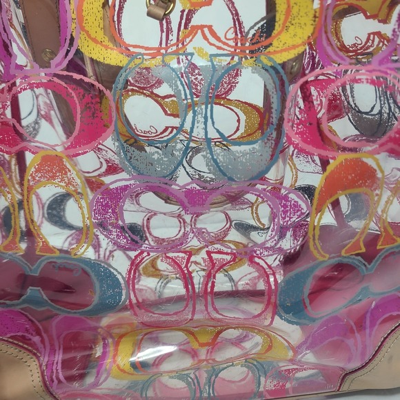 Coach Scribble Clear Vinyl Tote Bag Multicolor Graffiti Signature Logo Y2K Rare - Picture 5 of 12